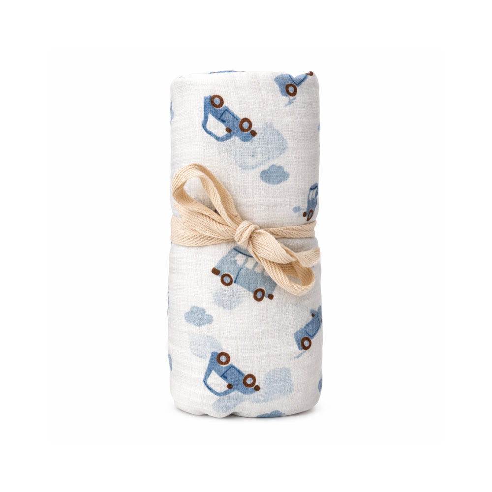 Tiny Tales Baby Muslin Swaddle - ON THE ROAD